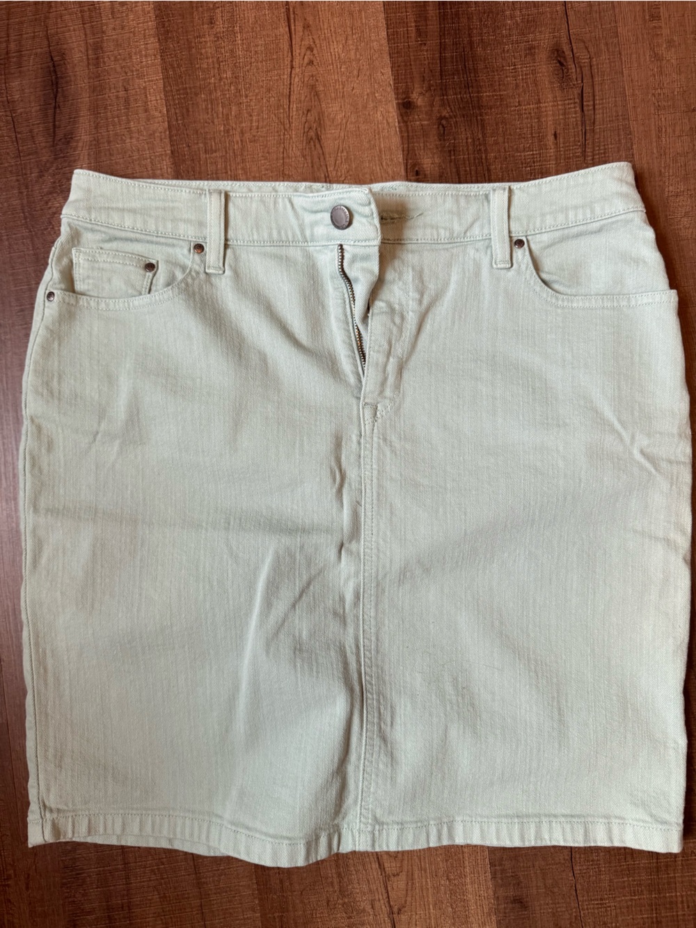 L.L. Bean Mint High-Waist Denim Skirt